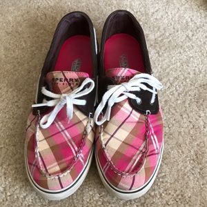 Pink and Brown Sperrys Size 10